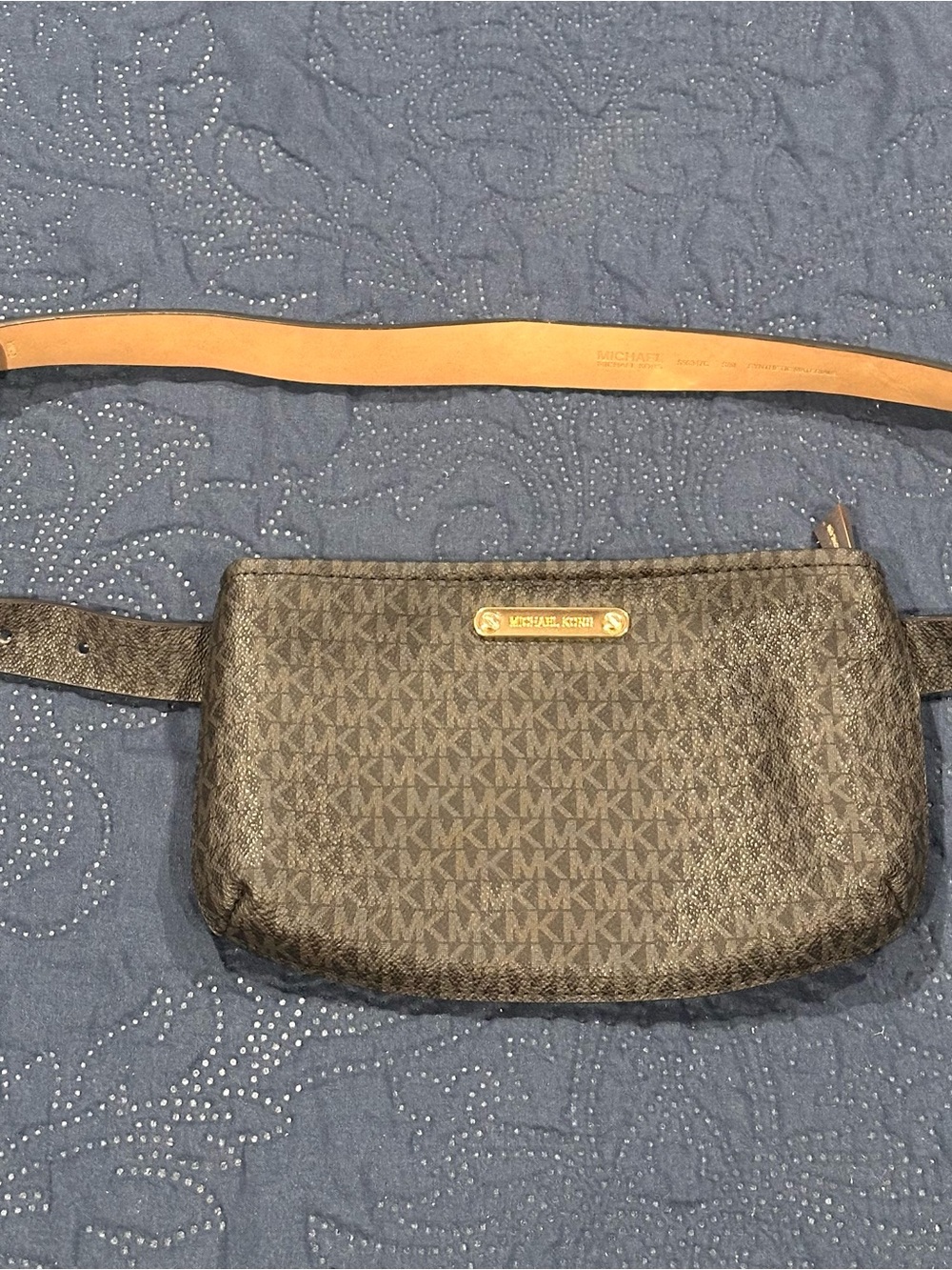 Michael Kors Brown Logo Crossbody Waist Bag with Tan Strap